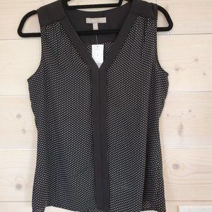 Banana Republic Black Blouse with White Polka Dots